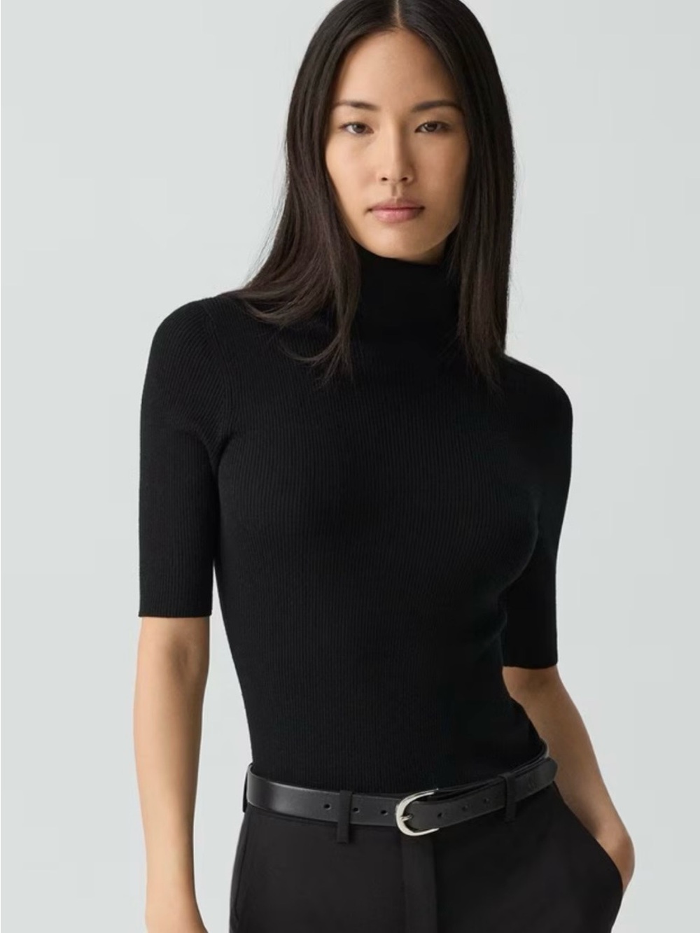 Theory Leenda Short-Sleeve Turtleneck in Regal Wool | Size P | Ribbed | Like New - Picture 3 of 13